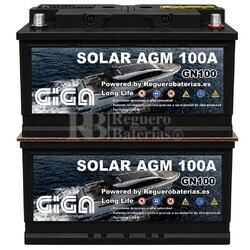 2 Bater�as Solar Nautica 12V 100 Amperios | Servicio y Arranque GIGA GN100-AGM